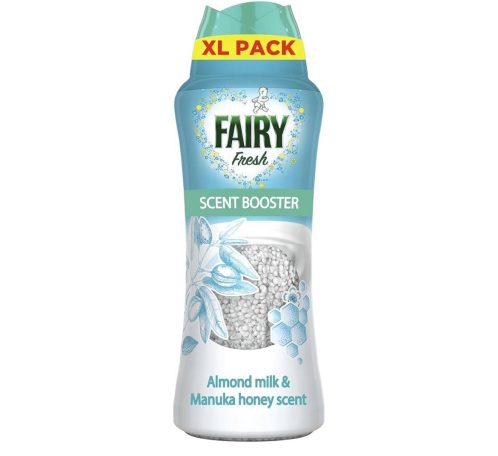 Fairy Scent Booster bottle in XL pack, featuring a fresh honey scent design.